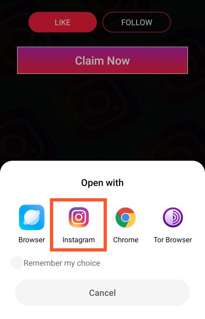 Select Instagram App