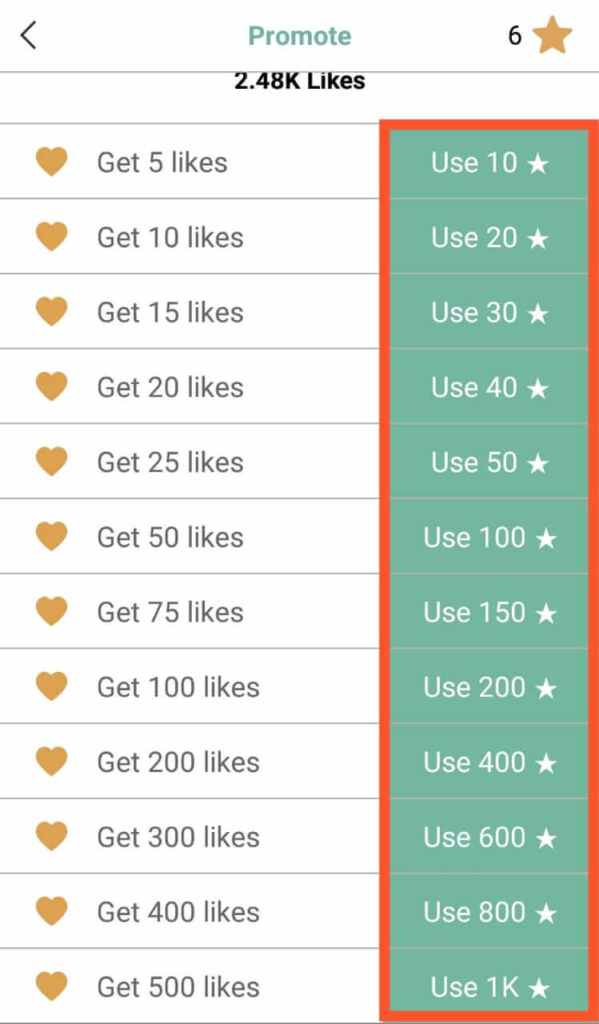 Select Likes Quantity In Tik Like App